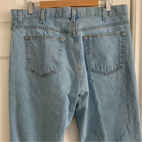 Vintage 100% Cotton Light Wash Straight Leg Denim Jeans 36x30 - Picture 8 of 13